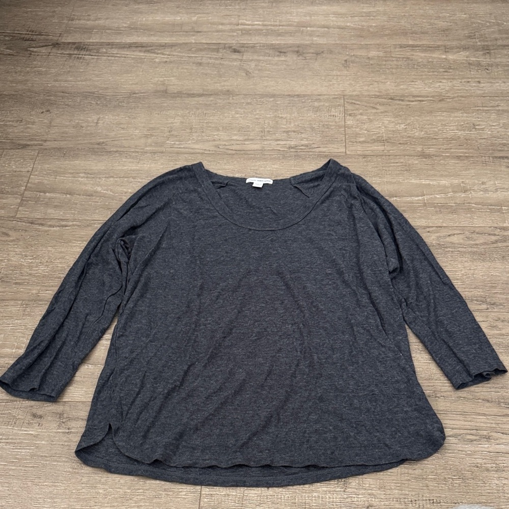 James Perse Scoop Neck Long Sleeve Tee - Charcoal
